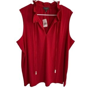 NWT- The Limited woman’s tie neck sleeveless top, red, 2X